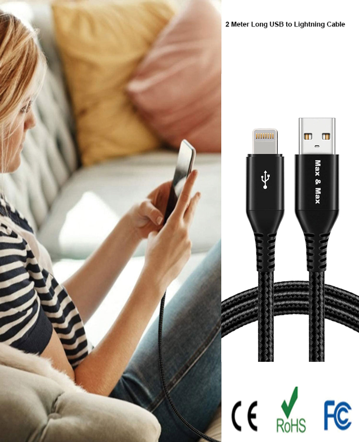 iPhone Charging Cable USB A to Lightning for iPhone 14/14 Pro/14 Plus/14 Pro Max, iPhone 13-8 -Black iPhone Charging Cable USB A to Lightning for iPhone 14/14 Pro/14 Plus/14 Pro Max, iPhone 13-8 -Black